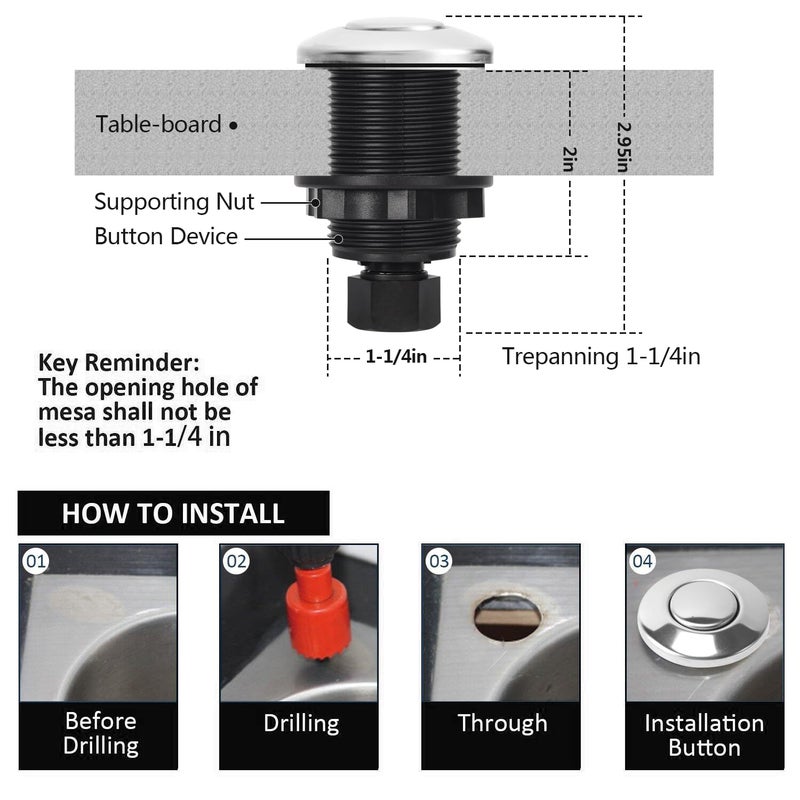 briidea Garbage Disposal Air Switch Kit for SinkTop Waste Disposal with Stainless Steel Polished Short Air Button by briidea - Image 5
